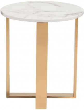 Zuo® Modern Atlas White End Table with Gold Base-1