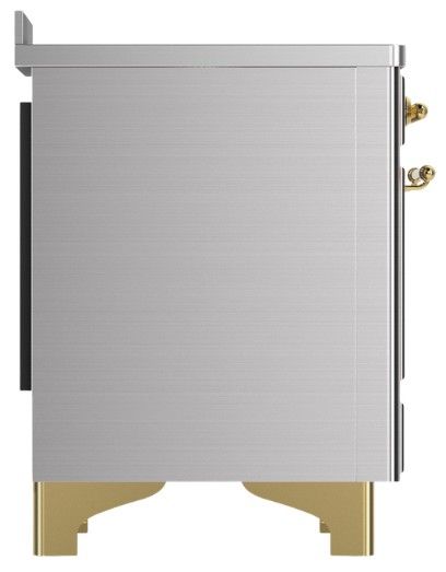 Ilve® Majestic III 48" Stainless Steel Pro Style Induction Range with Solid Door and Brass Trim-3