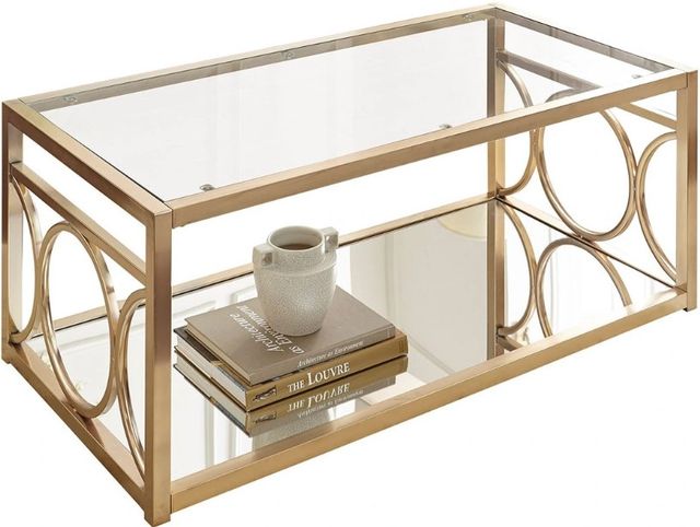 Steve Silver Co. Olympia Glass Top Cocktail Table with Gold Chrome Base-0