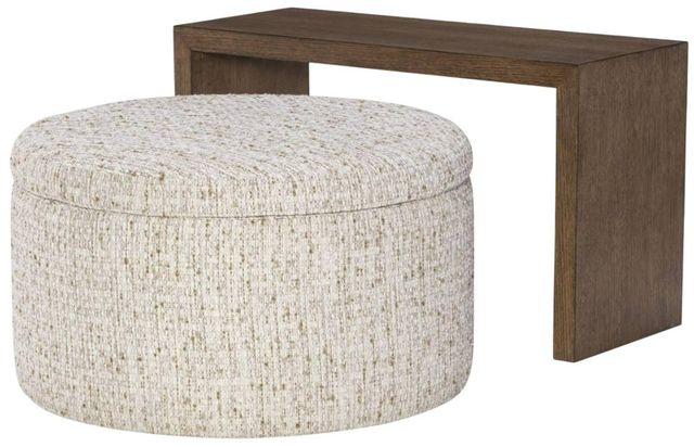 Legacy Classic Solana Biscotti/Warm Oak Mohave Storage Ottoman with Wood Top Overlay-2