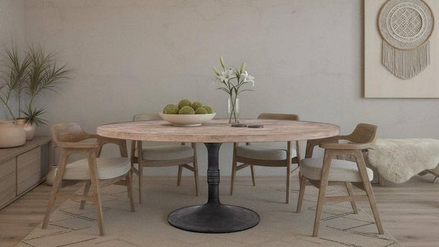 Nest Home Collections Sadie Medium Gray 60" Round Counter Table with Iron Base-1