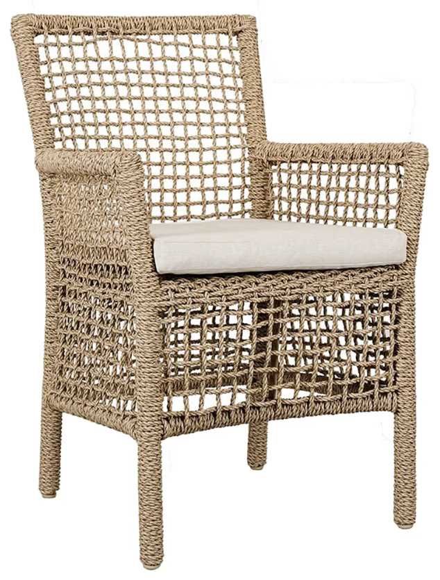 Classic Home Brisbane Natural Rope Outdoor Dining Chair with Cushion-0
