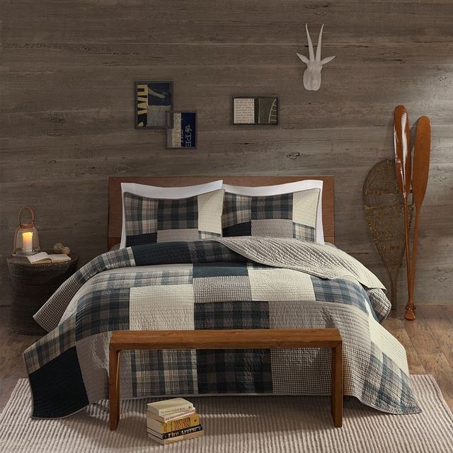 Olliix by Woolrich Tan Full/Queen Winter Hills Oversized Cotton Quilt Set-0