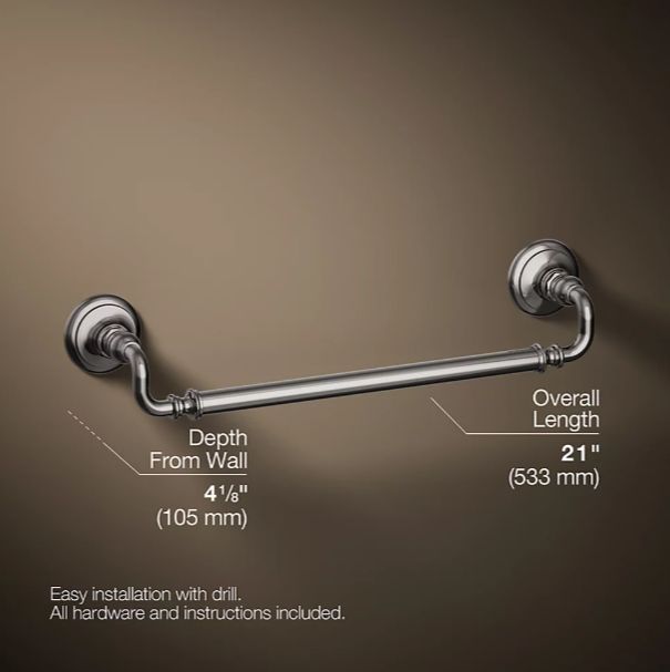 KOHLER® Artifacts® Vibrant Titanium 18" Towel Bar-2