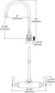 Elkay Chrome Foodservice 3-8" Adjustable Centers Wall Mount Faucet with 8" Gooseneck Spout-1