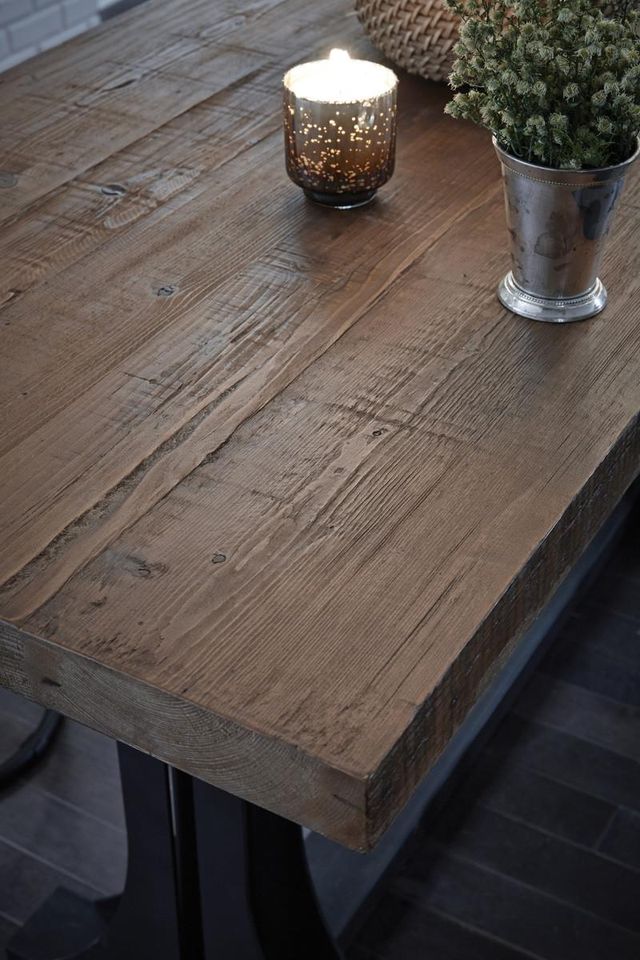 Classic Home Elmira Natural Distressed 118" Counter Table with Black Base-2