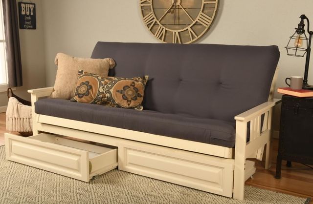 Kodiak Furniture Monterey Twill Gray/Antique White Full Futon Sofa with Mattress-1