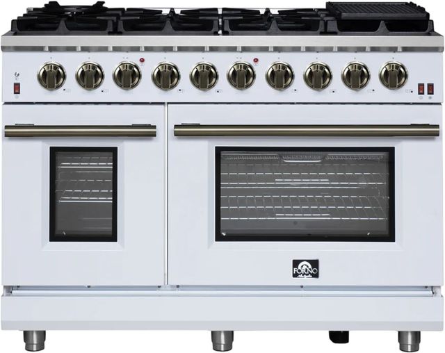 FORNO® Massimo Series Alta Qualita 48" White Pro Style Gas Range-0