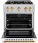 ZLINE Select Autograph Edition 30" Stainless Steel Convection Pro Style Gas Range with White Matte Door and Polished Gold Accents-1