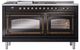 Ilve® Nostalgie II Noblesse 60'' Glossy Black Pro Style Dual Fuel Range with Burnished Trim-1