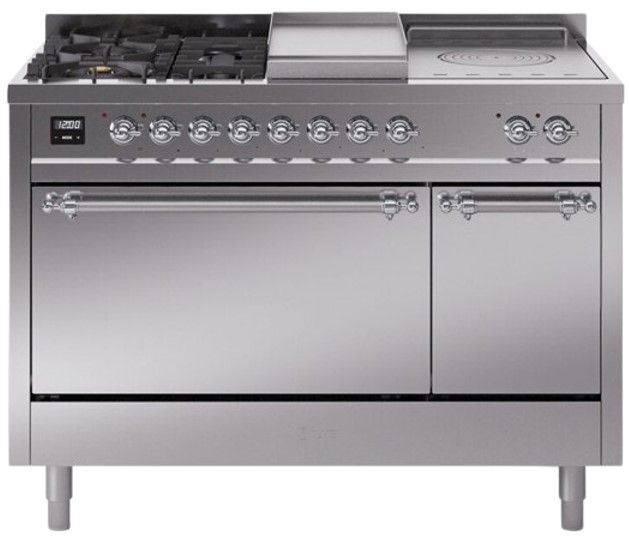 Ilve® Nostalgie II Series 48" Stainless Steel Pro Style Dual Fuel Range-0