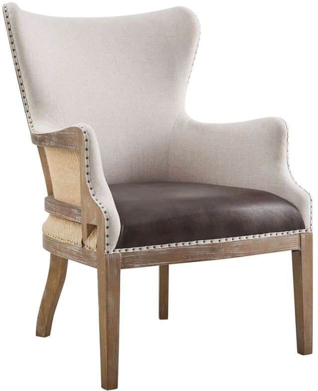 Steve Silver Co. George Alabaster/Distressed Oak Wingback Accent Chair-0
