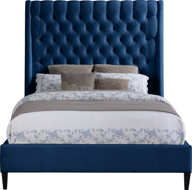Meridian Furniture Fritz Navy Velvet King Bed-1