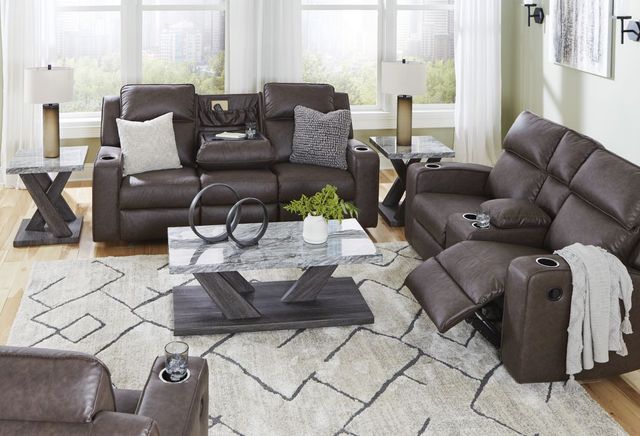 Signature Design by Ashley® Lavenhorne Umber Reclining Loveseat with Console-4