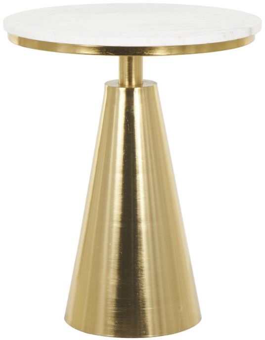 Deco Marche White Accent Table with Gold Base-0