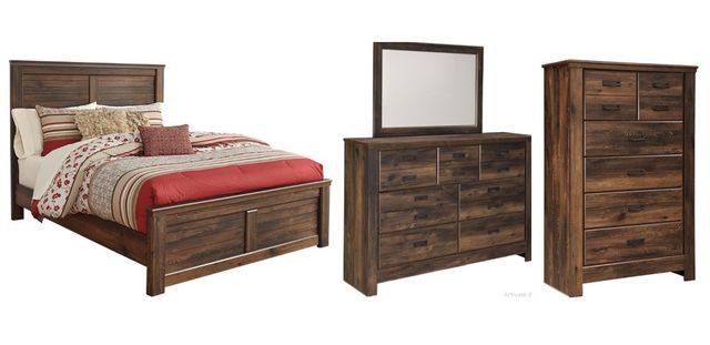 Signature Design by Ashley® Quinden 4-Piece Dark Brown King Panel Bed Set-0