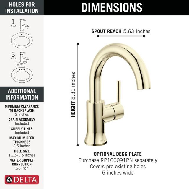 Delta Trinsic® Polished Nickel 9" Single Handle Lever Bathroom Faucet-3