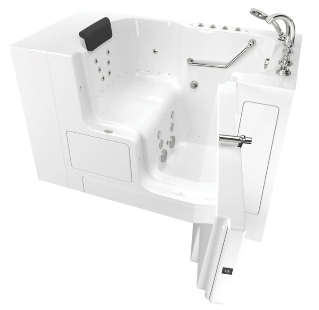American Standard Gelcoat Premium Series White 32" x 52" Walk-In Tub with Combination Air Spa and Whirlpool Systems - Right-Hand Drain with Faucet-1