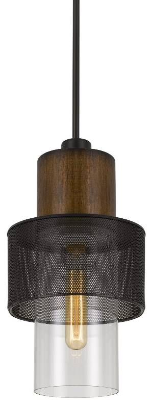 Cal® Lighting & Accessories Mckee Black/Wood Pendant-1