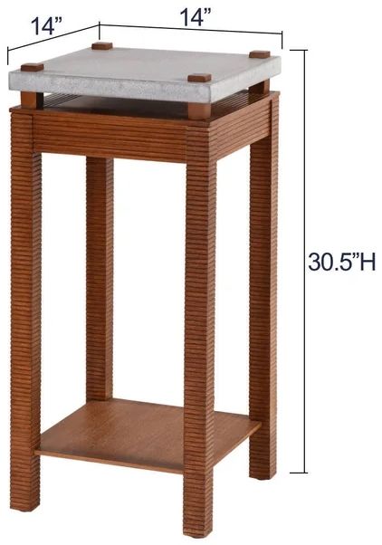 Stylecraft Norman Wyatt Home Cement Gray/Zebra Cherry Plant Stand-2