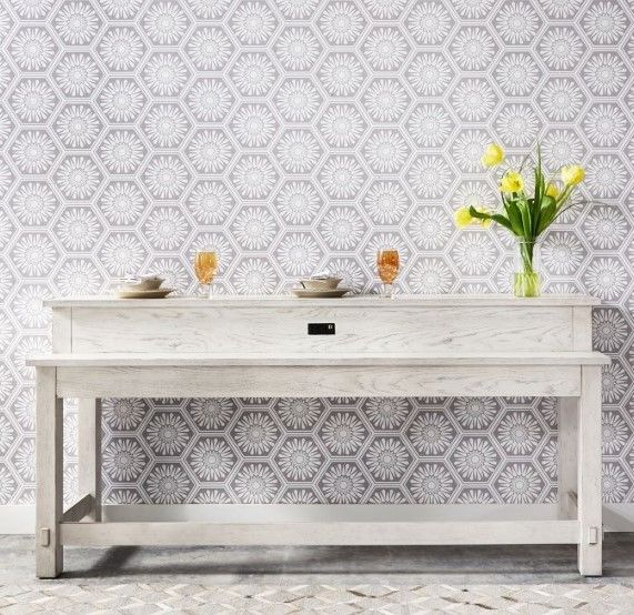 Liberty Furniture Modern Farmhouse Flea Market White Console Bar Table-1