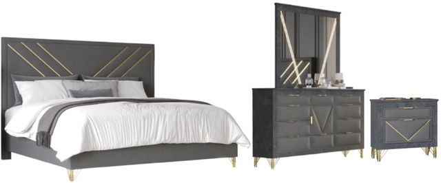 New Classic® Home Furnishings Symmetry 4-Piece Charcoal Gray Eastern King Bedroom Set-0
