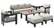Elements International Costa 7-Piece Black Aluminum/Fabric Patio Conversational Set-0