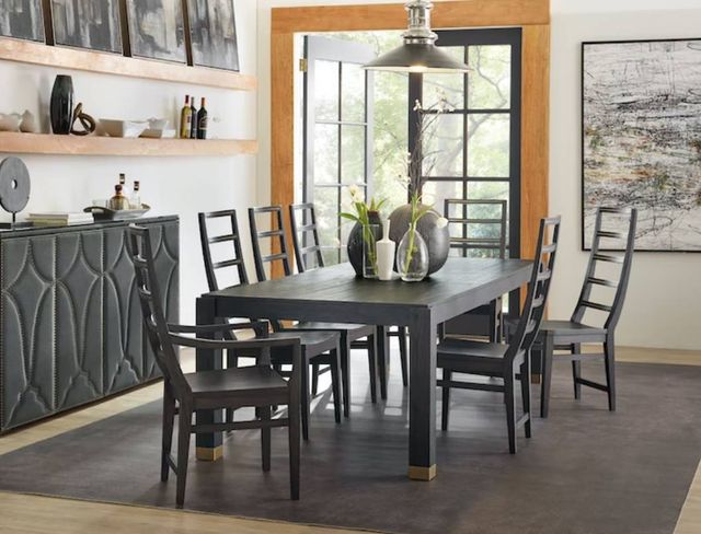 Hooker® Furniture Curata Midnight Dining Table with Brushed Brass Accents-1