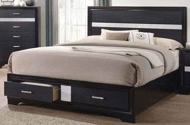 Coaster® Miranda Black California King Headboard and Footboard-2