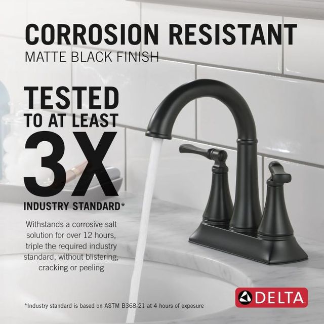 Delta Archdale™ Matte Black 2-Handle Centerset Bathroom Faucet with Drain-4