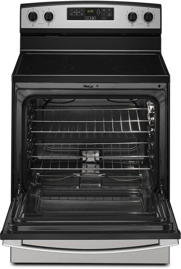Amana® 30" Stainless Steel Freestanding Electric Range with Extra-Large Oven Window-1