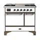 Ilve® Majestic III 40" White Pro Style Dual Fuel Liquid Propane Range with Solid Door and Burnished Trim-0