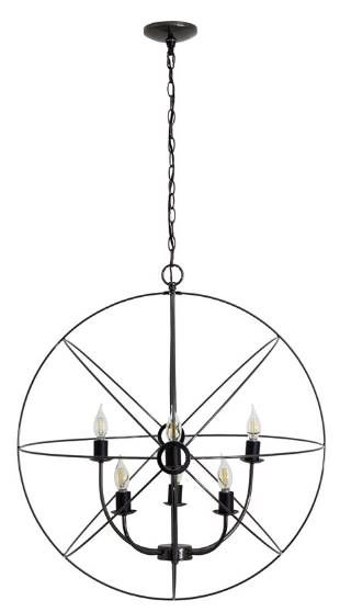 YHD Black Chrome 6-Light Chandelier-2