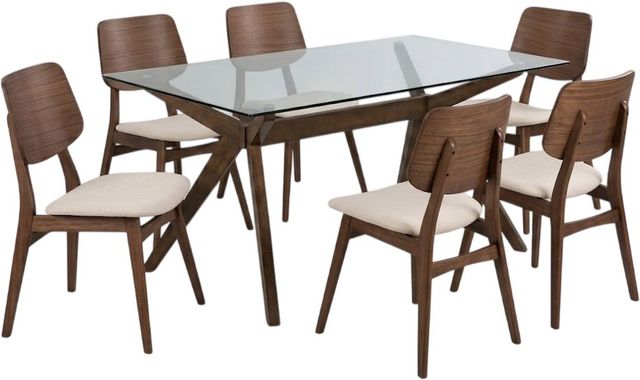 New Classic® Home Furnishings Oscar 7-Piece Natural/Walnut Dining Table Set-0