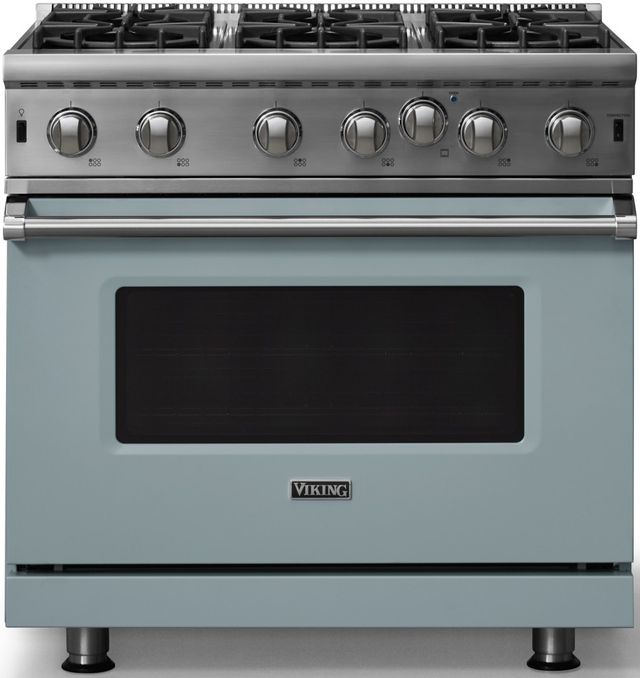 Viking® 5 Series 36" November Sky Pro Style Natural Gas Range-0
