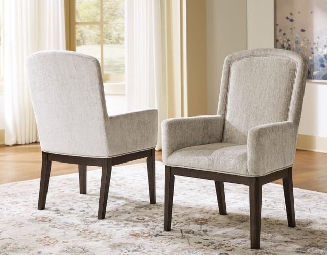Signature Design by Ashley® Bannette Light Brown/Light Gray Upholstered Dining Arm Chair-1