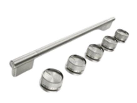 KitchenAid® 30" Monochromatic Stainless Steel Commercial-Style Gas Range Handle and Knob Kit-0