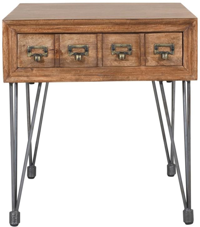Jofran Inc. American Vintage Brown End Table with Gray Base-2