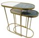 A & B Home Gold Inlay Marble Tabletop Nesting Tables with Emerald Gold Frame -0