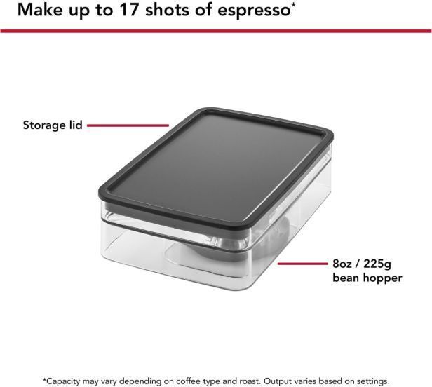 KitchenAid® 8 Oz. Removable Bean Hopper with lid for KitchenAid® Semi Automatic Espresso Machines-3