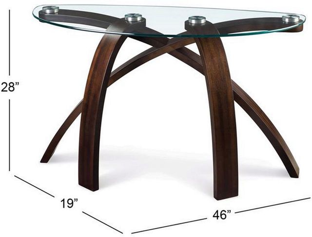 Magnussen Home® Allure Glass Top Pie Shaped Sofa Table with Hazelnut Base-1