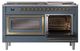Ilve® Nostalgie II Noblesse 60'' Blue Gray Pro Style Dual Fuel Range with Brass Trim-4