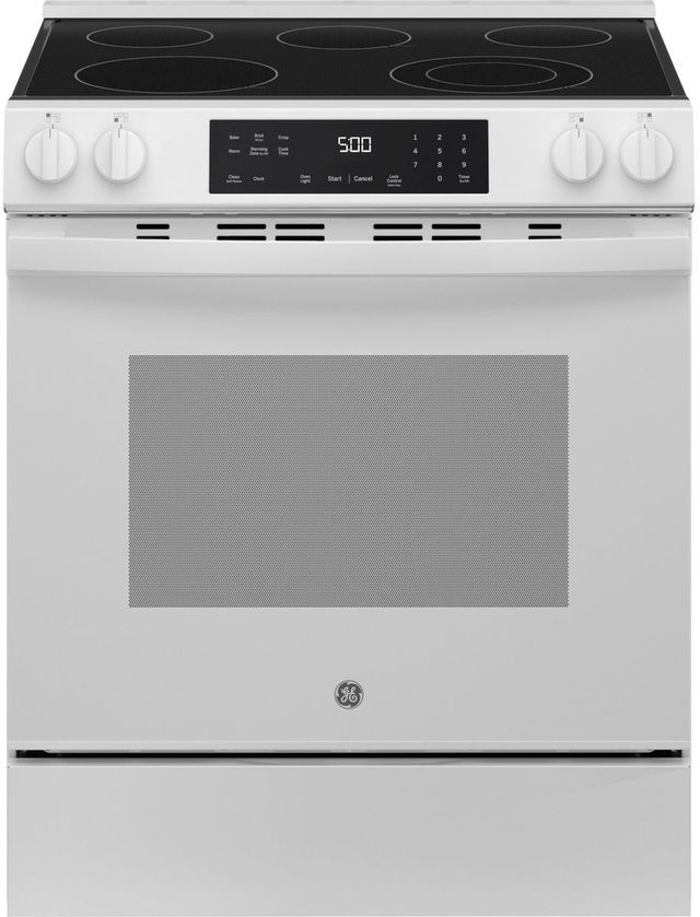 GE® 500 Series 30" White Slide-In Electric Range-0