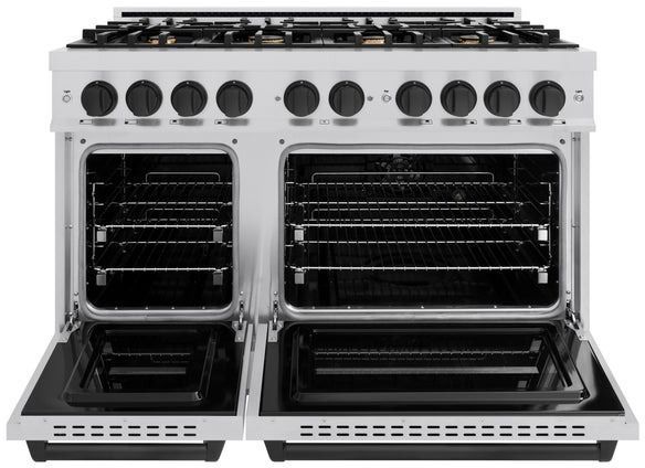ZLINE Classic Series Autograph Edition 48" Stainless Steel Pro Style Dual Fuel Range and Matte Black Accents-3