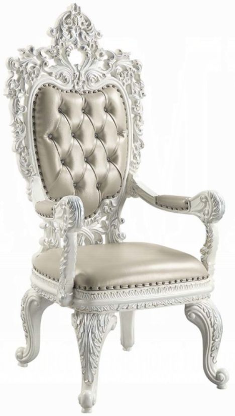 ACME Furniture Vanaheim 2-Piece Antique White/Beige Dining Arm Chair Set-0