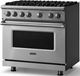 Viking® 5 Series 36" Stainless Steel Pro Style Gas (LP) Range with Polished Chrome Trim-2