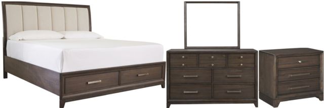 Signature Design by Ashley® Brueban 4-Piece Gray/Rich Brown King Storage Panel Bed Set-0