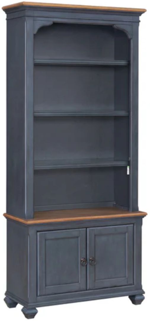 Legends Home Americana Corduroy Blue/Whiskey Bookcase Pier-0