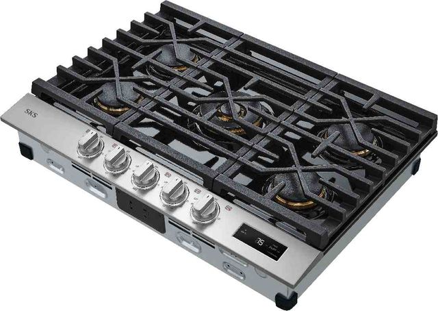 SKS 30" Stainless Steel Natural Gas Cooktop with Black Porcelain Coated Burner Pan-3