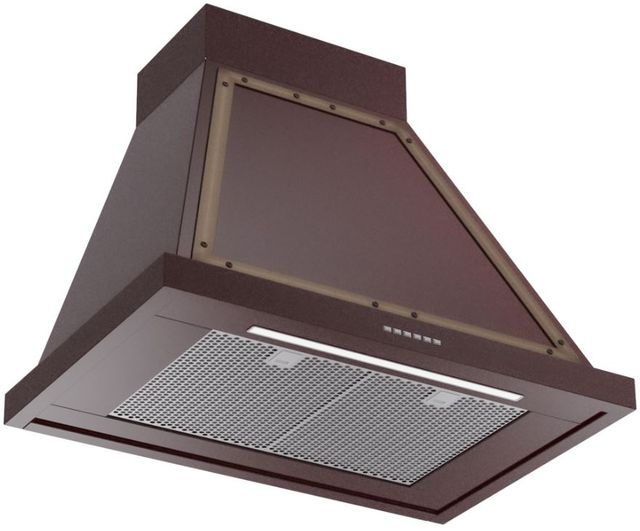 Ilve® Nostalgie II Noblesse 30" Burgundy Wall Mounted Range Hood with Burnished Trim-1